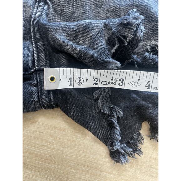 KanCan Black Denim Size XL Cotton Stretch Shorts Raw Distressed Hem High Junior - Picture 11 of 11